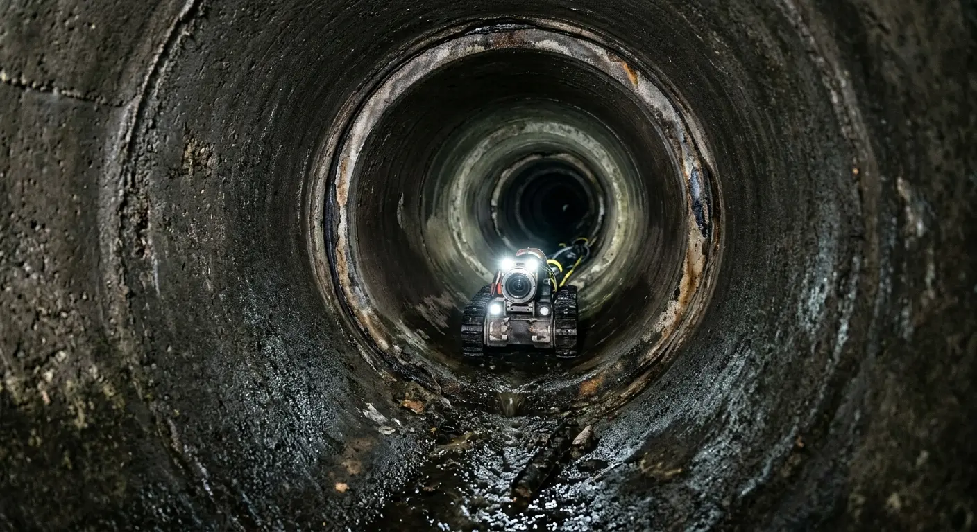 Robotic sewer camera inspecting pipe interior for Drain Snake Service in Quartz Hill